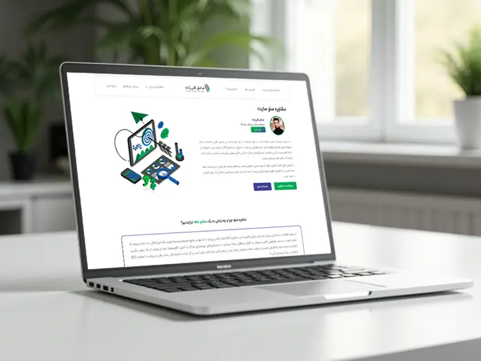 طراحی سایت شخصی نمایش داده شده روی لپ تاپ